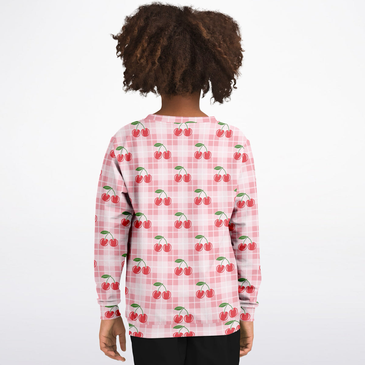Girls Pink Cherry Plaid Sweatshirt – Ultra Soft & Stretchy, Cozy Fleece or Lightweight Sports Fabric Sweatshirt – Ultra Soft & Stretchy, Cozy Fleece or Lightweight Sports Fabric