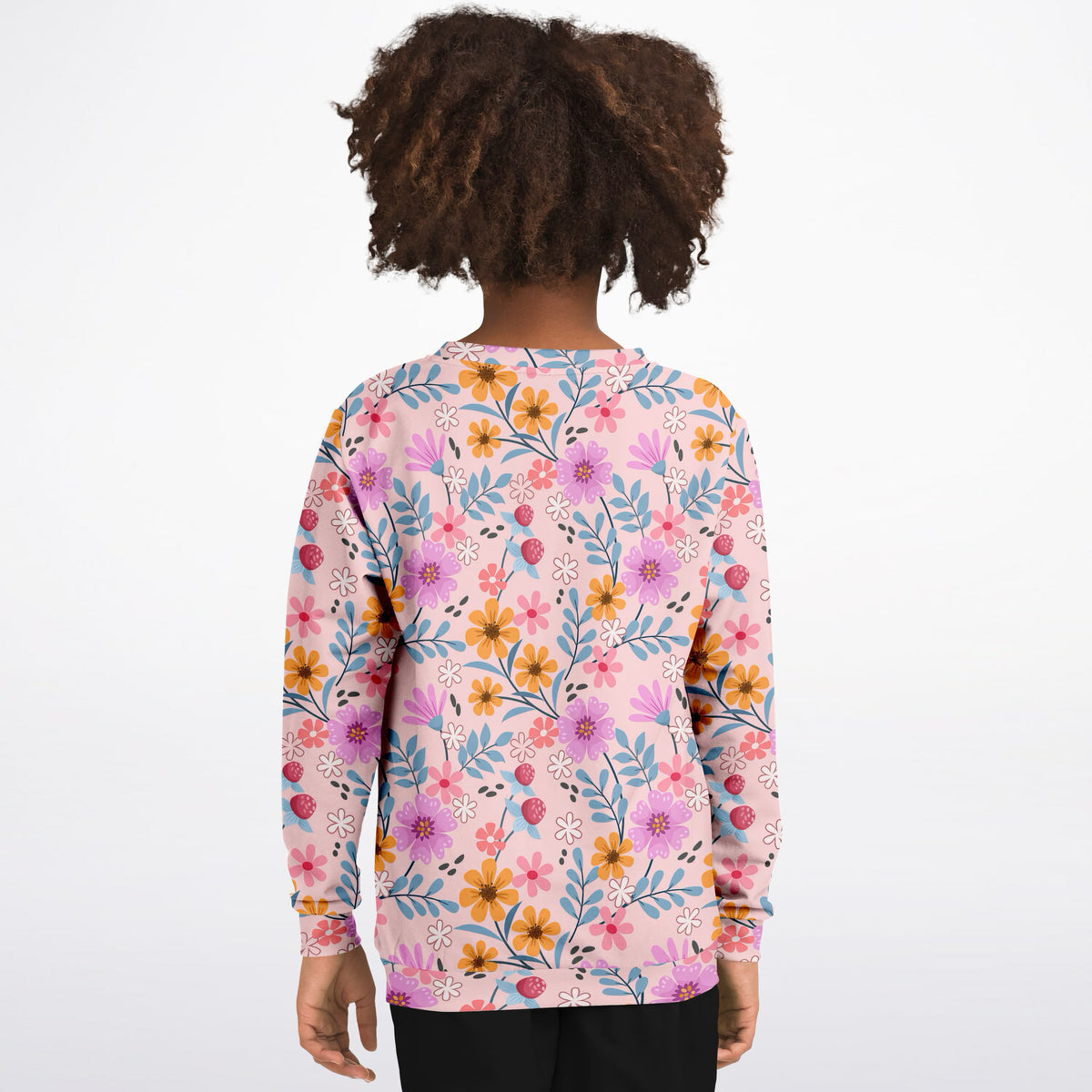 Girls Pink Wildflower Sweatshirt – Ultra Soft & Stretchy, Cozy Fleece or Lightweight Sports Fabric Sweatshirt – Ultra Soft & Stretchy, Cozy Fleece or Lightweight Sports Fabric