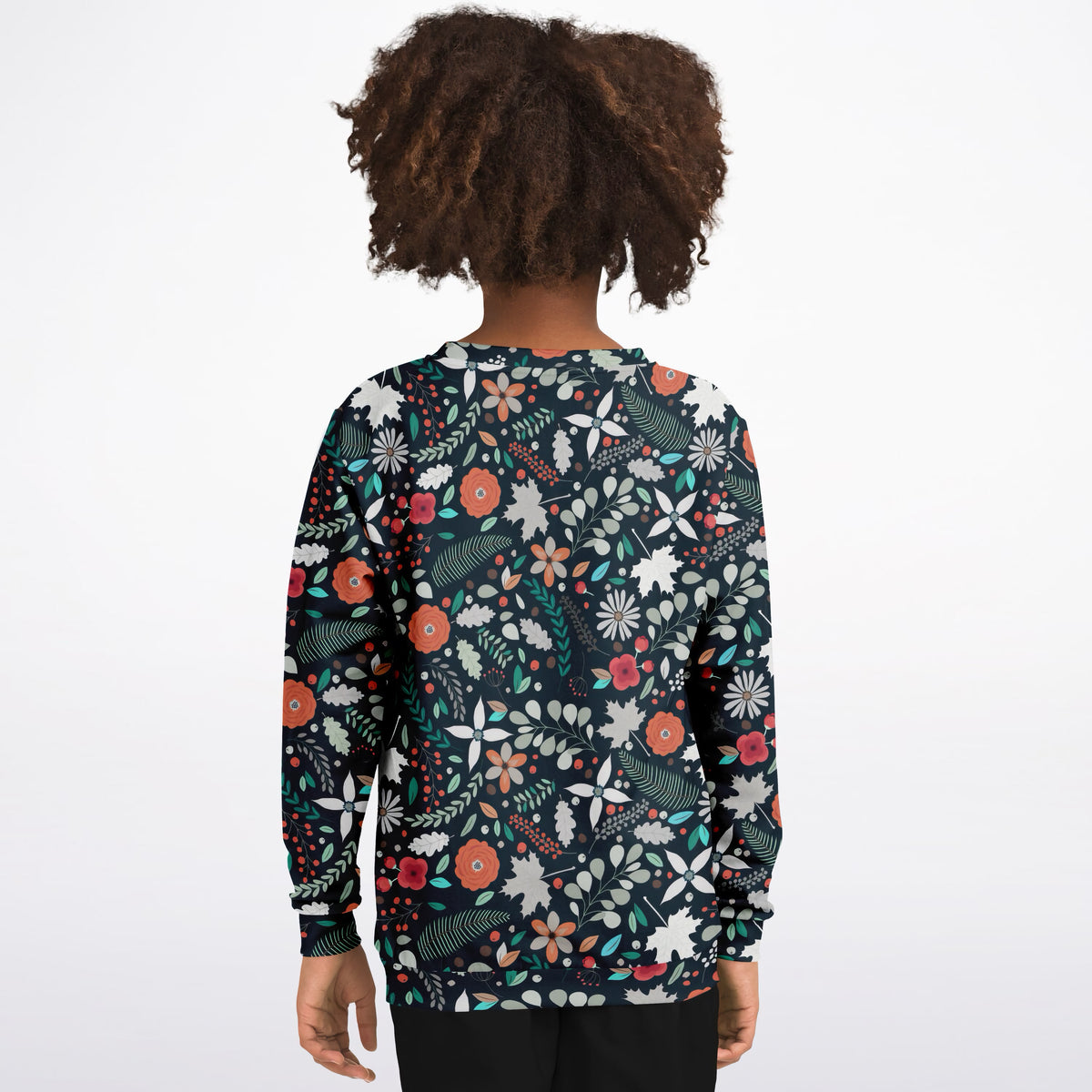 Girls Dark Floral Sweatshirt – Ultra Soft & Stretchy, Cozy Fleece or Lightweight Sports Fabric Sweatshirt – Ultra Soft & Stretchy, Cozy Fleece or Lightweight Sports Fabric