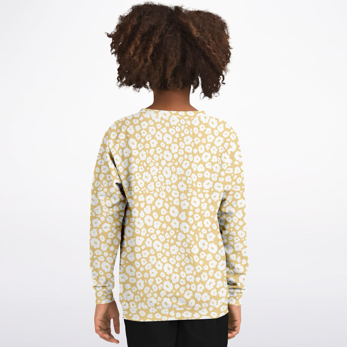 Kids Light Yellow Leopard Print Sweatshirt – Ultra Soft & Stretchy, Cozy Fleece or Lightweight Sports Fabric Sweatshirt – Ultra Soft & Stretchy, Cozy Fleece or Lightweight Sports Fabric