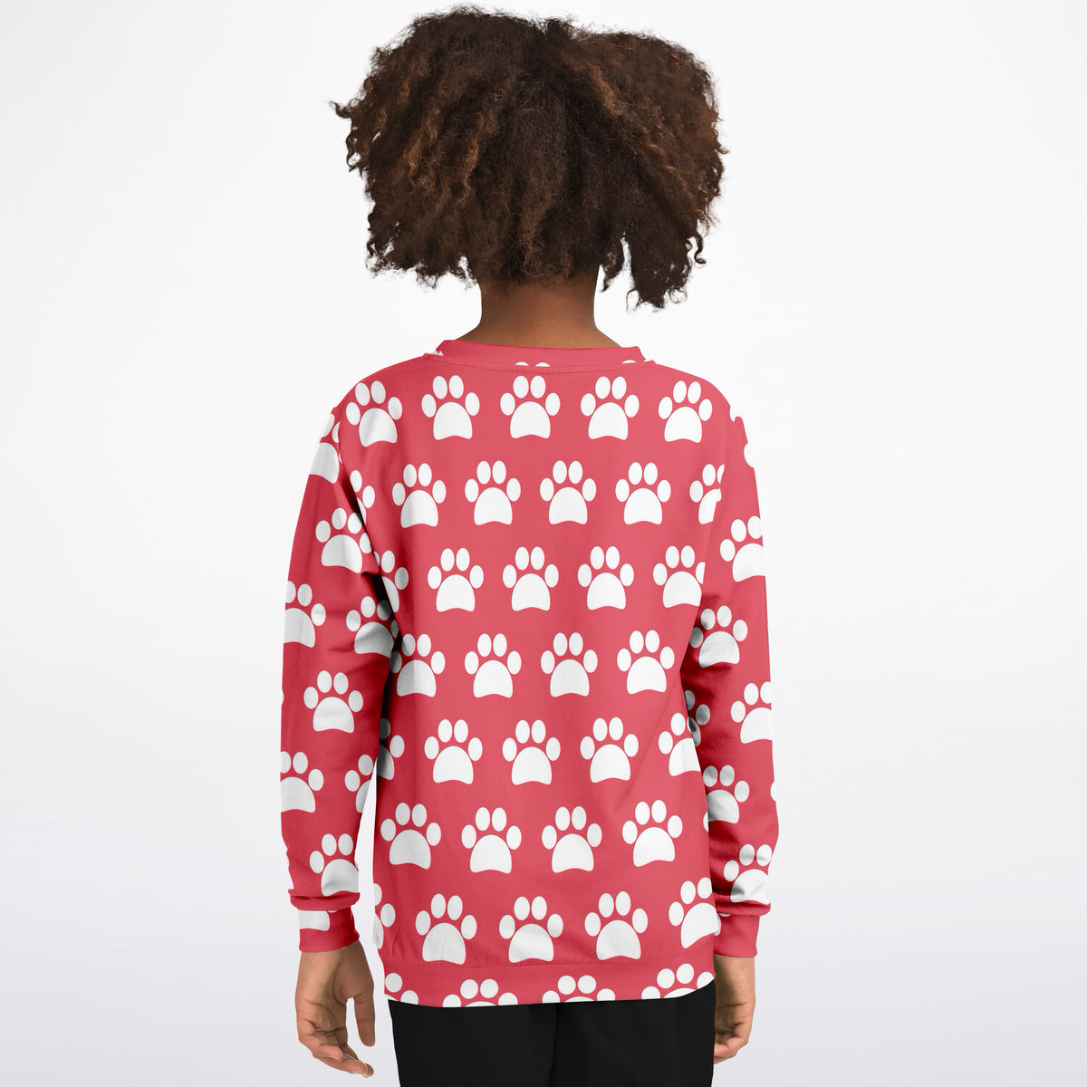 Kids Coral Pink Paw Print Sweatshirt – Ultra Soft & Stretchy, Cozy Fleece or Lightweight Sports Fabric Sweatshirt – Ultra Soft & Stretchy, Cozy Fleece or Lightweight Sports Fabric