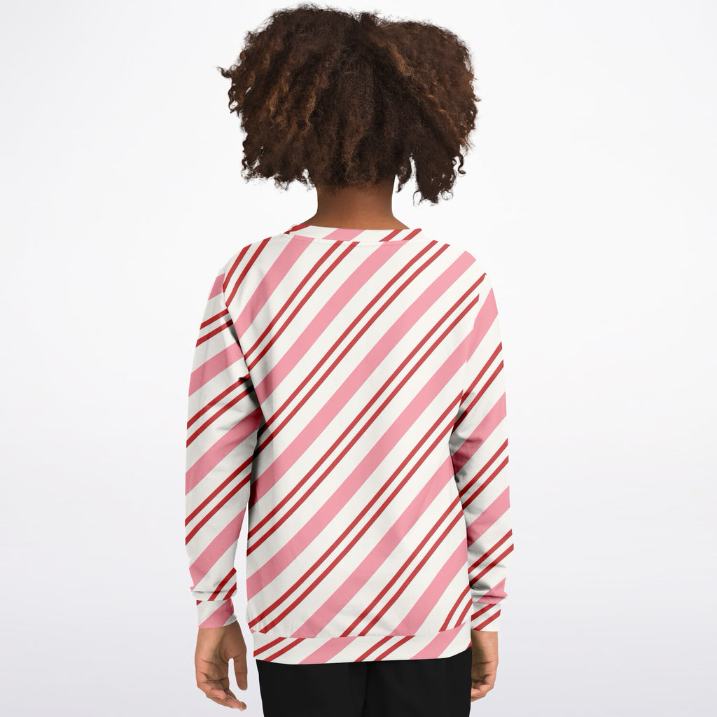 Girls Pink Candy Cane Sweatshirt – Ultra Soft & Stretchy, Cozy Fleece or Lightweight Sports Fabric Sweatshirt – Ultra Soft & Stretchy, Cozy Fleece or Lightweight Sports Fabric