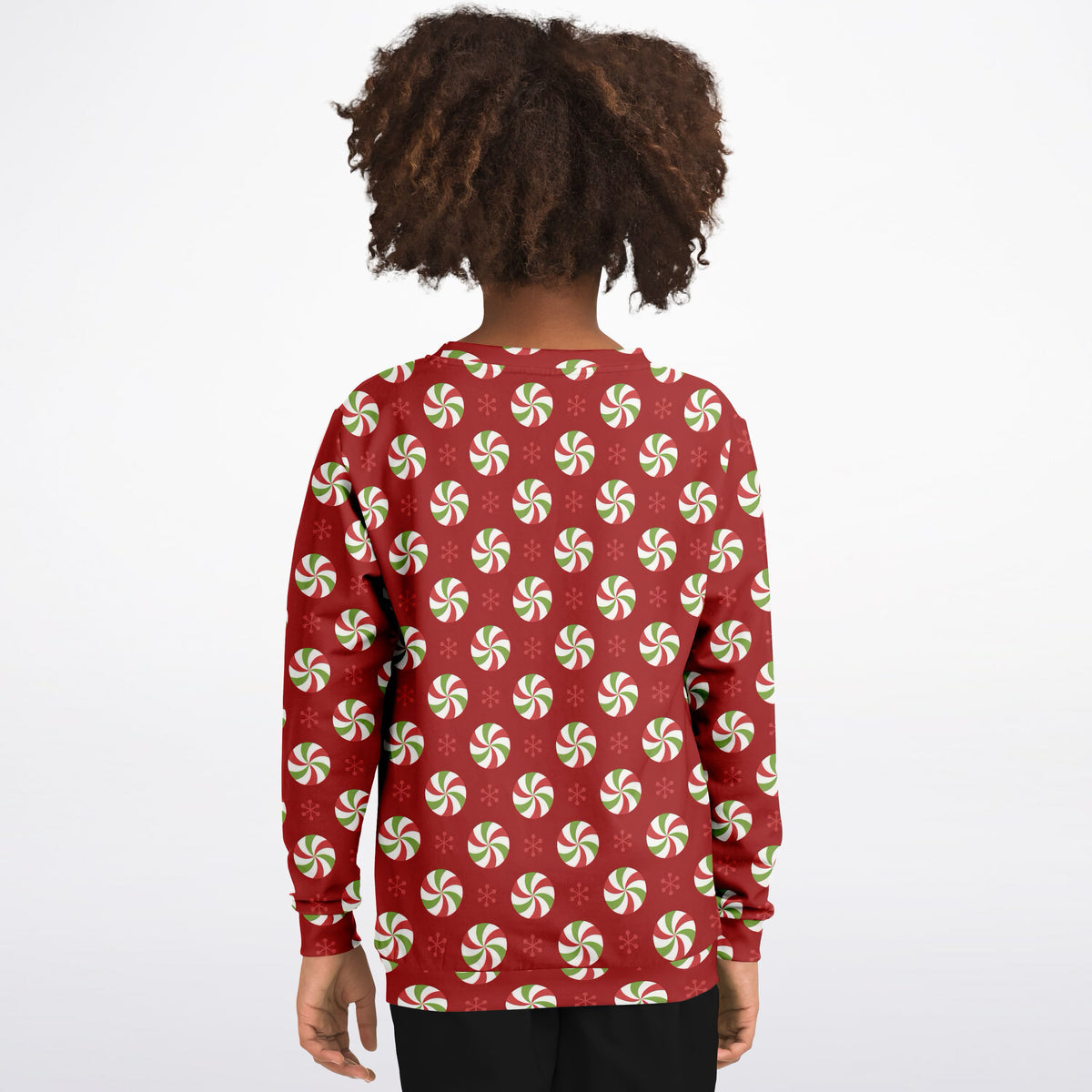 Kids Christmas Peppermint Candy Sweatshirt – Ultra Soft & Stretchy, Cozy Fleece or Lightweight Sports Fabric Sweatshirt – Ultra Soft & Stretchy, Cozy Fleece or Lightweight Sports Fabric