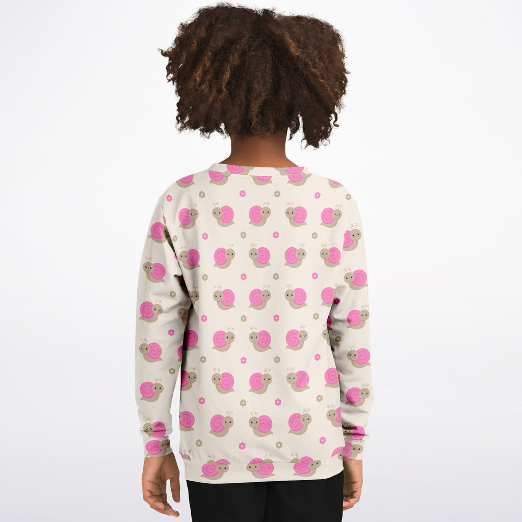 Girls Pink Snail Sweatshirt – Ultra Soft & Stretchy, Cozy Fleece or Lightweight Sports Fabric Sweatshirt – Ultra Soft & Stretchy, Cozy Fleece or Lightweight Sports Fabric