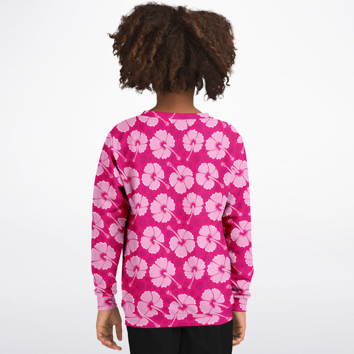 Girls Tropical Pink Hibiscus Sweatshirt – Ultra Soft & Stretchy, Cozy Fleece or Lightweight Sports Fabric Sweatshirt – Ultra Soft & Stretchy, Cozy Fleece or Lightweight Sports Fabric