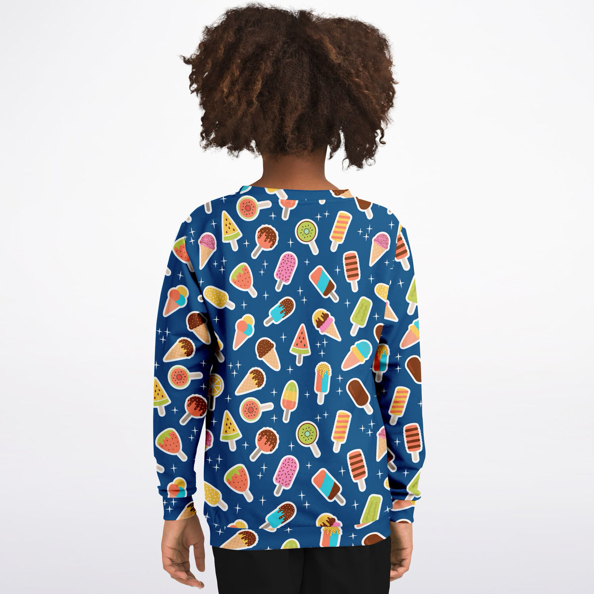 Kids Dark Blue Ice Cream Sweatshirt – Ultra Soft & Stretchy, Cozy Fleece or Lightweight Sports Fabric Sweatshirt – Ultra Soft & Stretchy, Cozy Fleece or Lightweight Sports Fabric