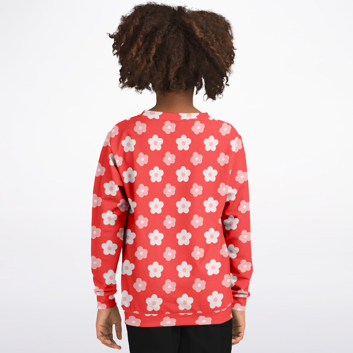 Girls Red Daisy Flower Sweatshirt – Ultra Soft & Stretchy, Cozy Fleece or Lightweight Sports Fabric Sweatshirt – Ultra Soft & Stretchy, Cozy Fleece or Lightweight Sports Fabric