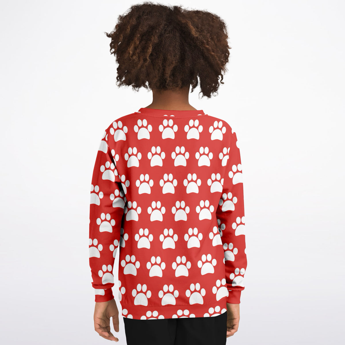 Kids Red Paw Print Sweatshirt – Ultra Soft & Stretchy, Cozy Fleece or Lightweight Sports Fabric Sweatshirt – Ultra Soft & Stretchy, Cozy Fleece or Lightweight Sports Fabric