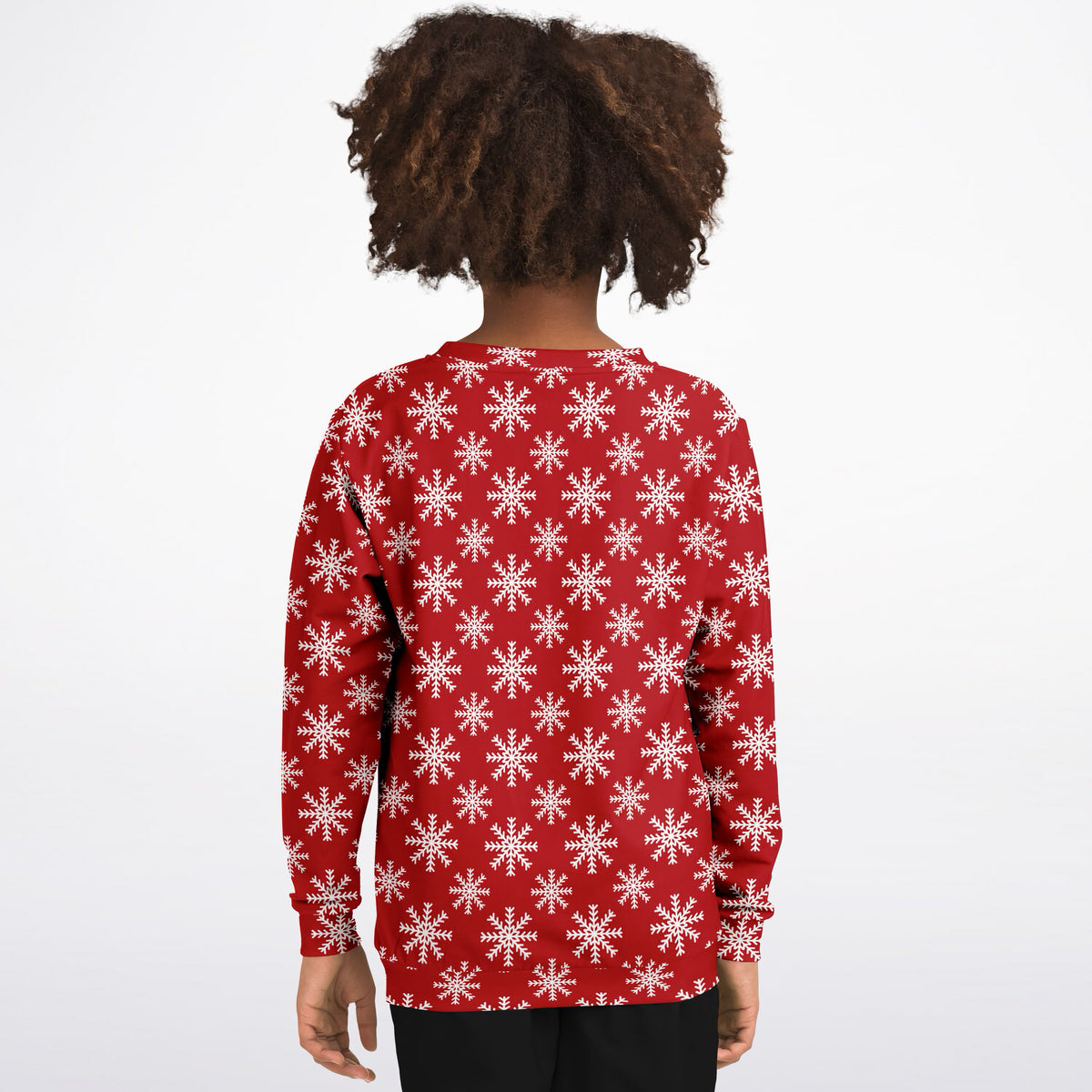 Kids Red Christmas Snowflake Sweatshirt – Ultra Soft & Stretchy, Cozy Fleece or Lightweight Sports Fabric Sweatshirt – Ultra Soft & Stretchy, Cozy Fleece or Lightweight Sports Fabric