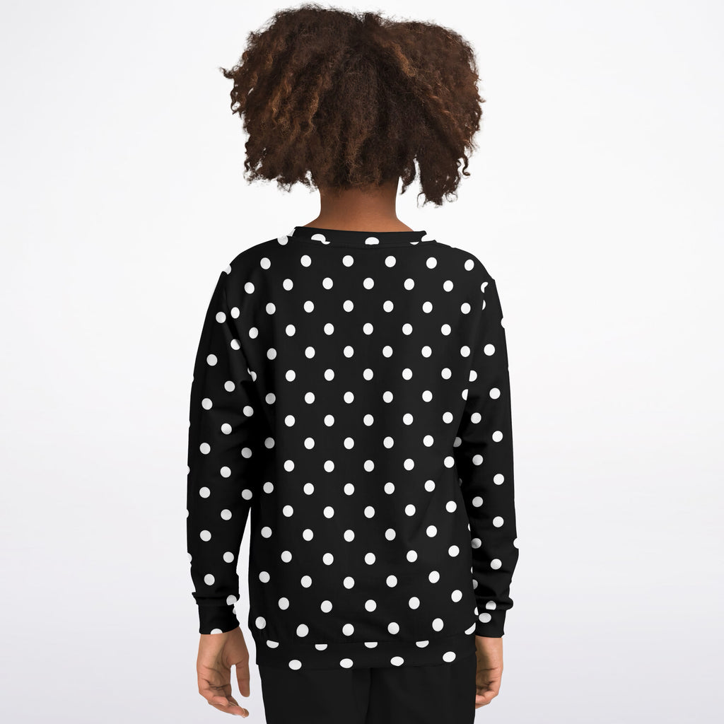 Kids Black Polka Dot Sweatshirt – Ultra Soft & Stretchy, Cozy Fleece or Lightweight Sports Fabric Sweatshirt – Ultra Soft & Stretchy, Cozy Fleece or Lightweight Sports Fabric
