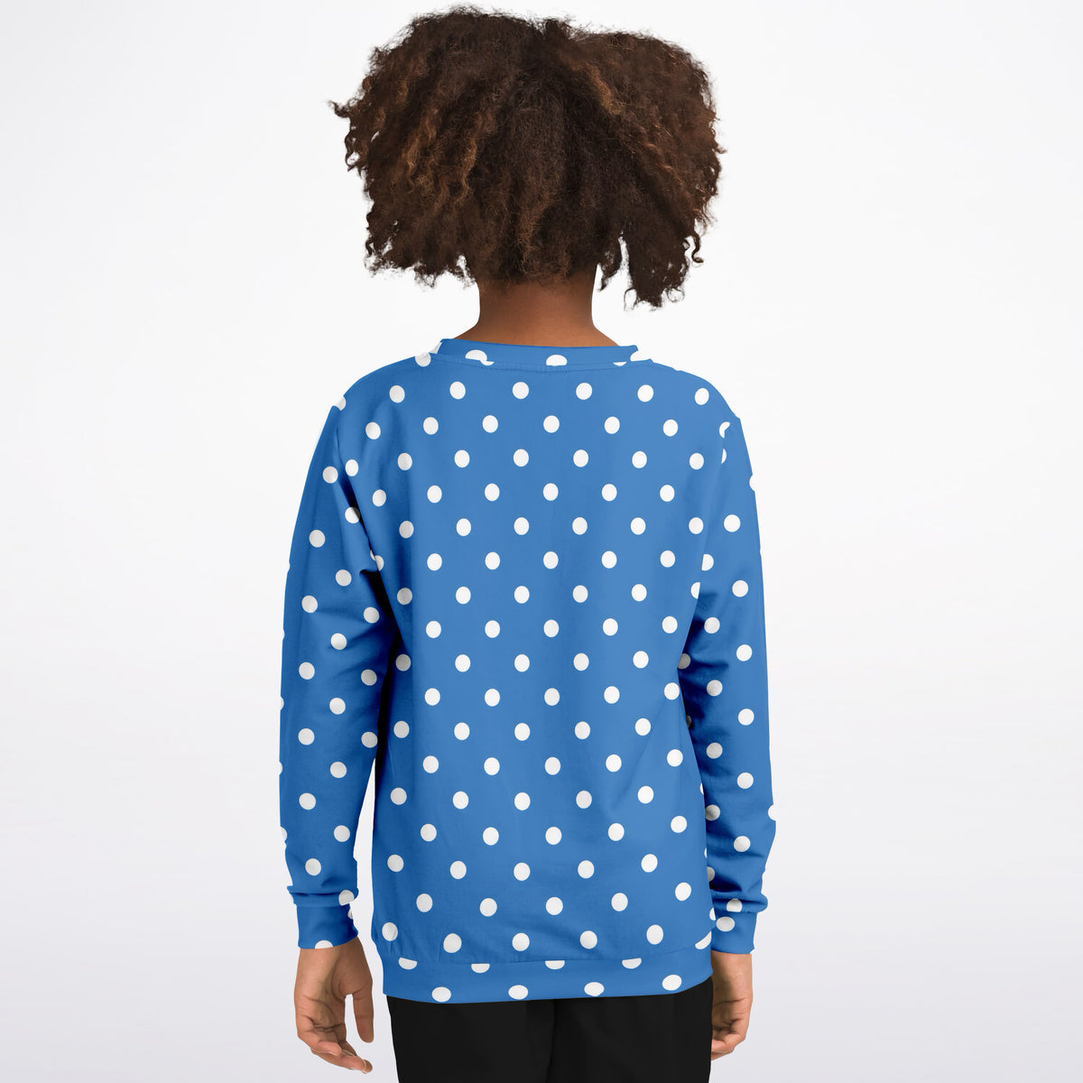 Kids Bright Blue Polka Dot Sweatshirt – Ultra Soft & Stretchy, Cozy Fleece or Lightweight Sports Fabric Sweatshirt – Ultra Soft & Stretchy, Cozy Fleece or Lightweight Sports Fabric