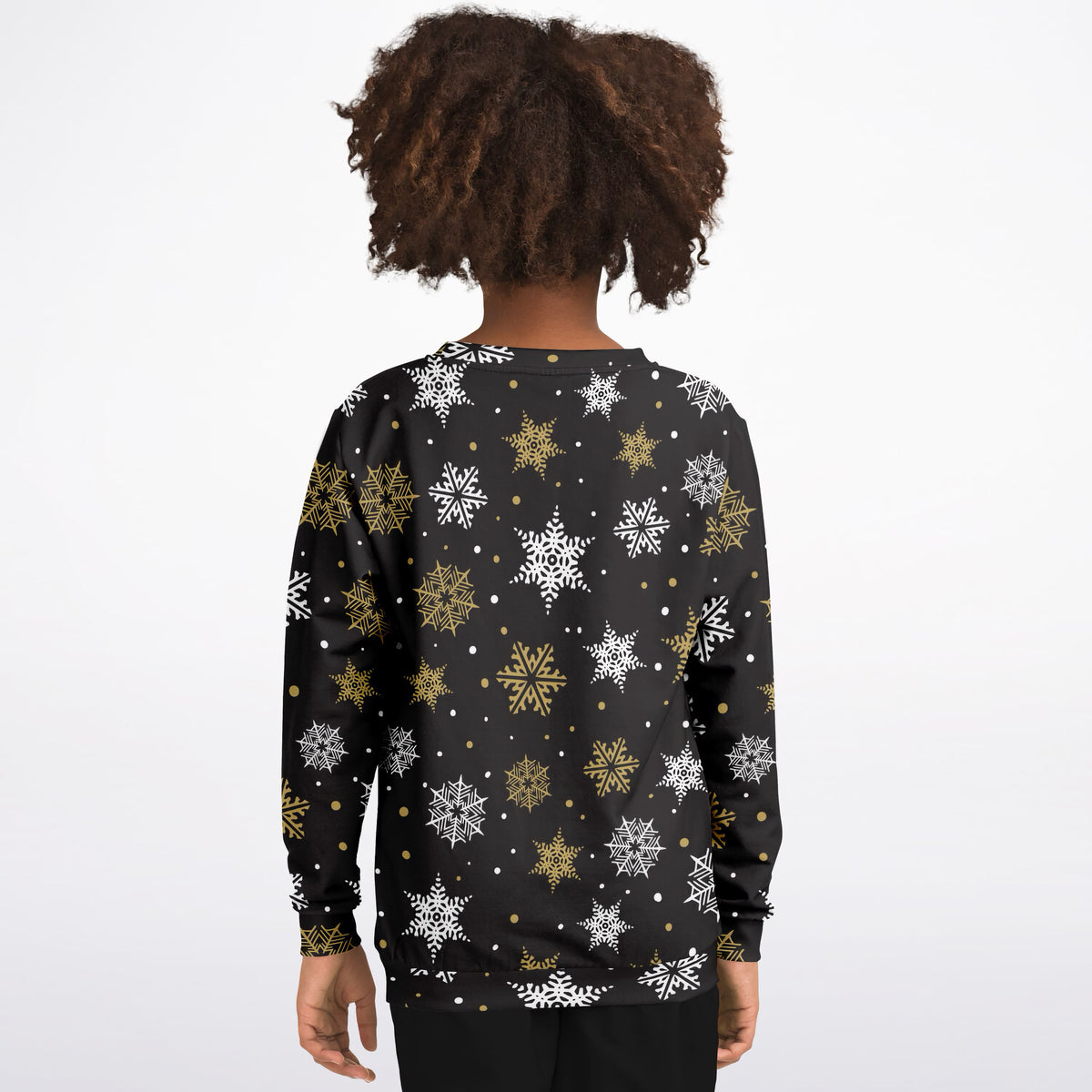 Kids Gold Snowflake Christmas Sweatshirt – Ultra Soft & Stretchy, Cozy Fleece or Lightweight Sports Fabric Sweatshirt – Ultra Soft & Stretchy, Cozy Fleece or Lightweight Sports Fabric