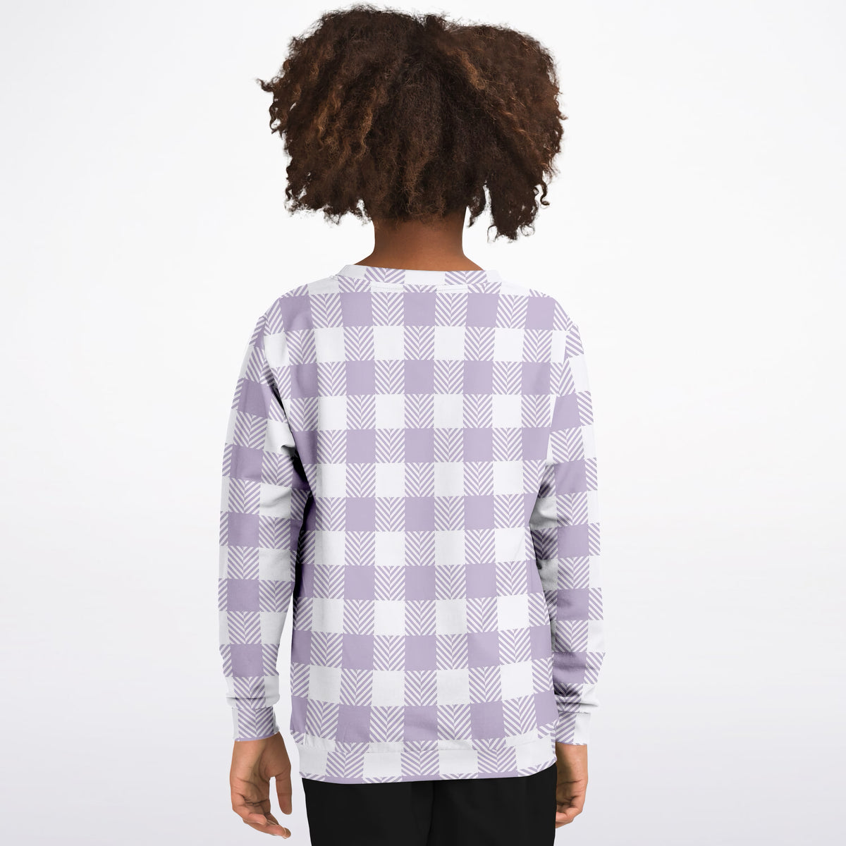 Girls Lavender Purple Gingham Sweatshirt – Ultra Soft & Stretchy, Cozy Fleece or Lightweight Sports Fabric Sweatshirt – Ultra Soft & Stretchy, Cozy Fleece or Lightweight Sports Fabric