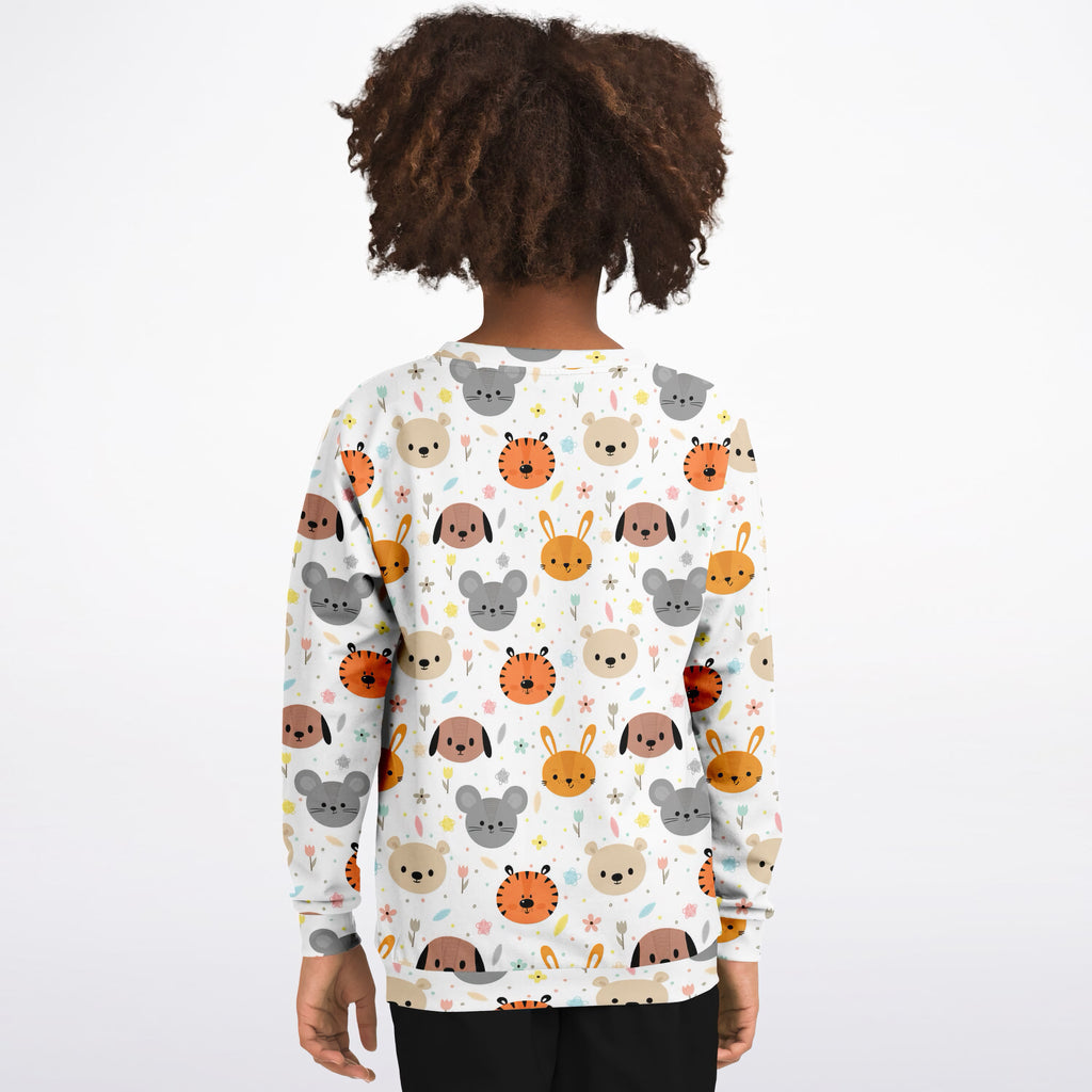Kids Cute Animal Faces Sweatshirt – Ultra Soft & Stretchy, Cozy Fleece or Lightweight Sports Fabric Sweatshirt – Ultra Soft & Stretchy, Cozy Fleece or Lightweight Sports Fabric