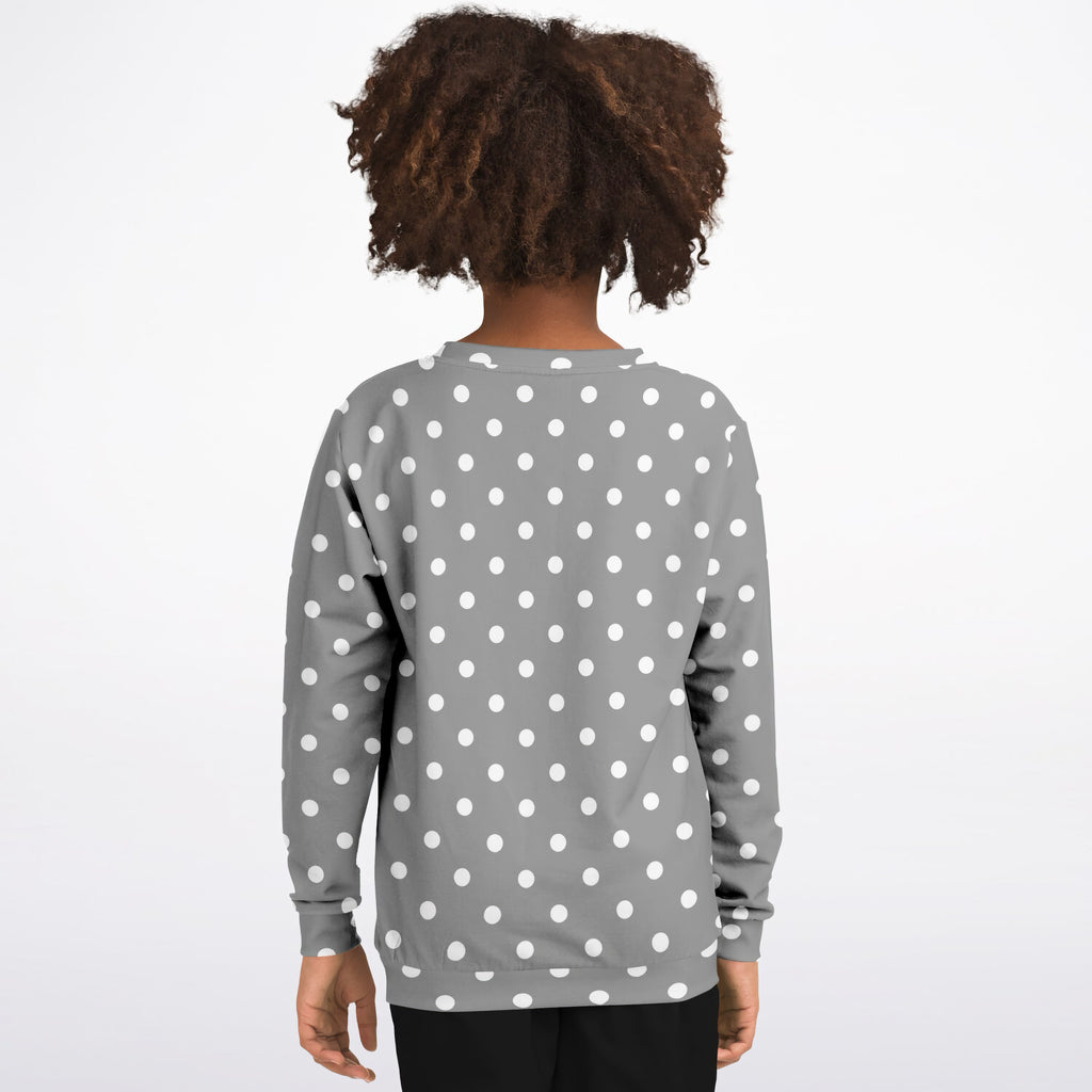 Kids Gray Polka Dot Sweatshirt – Ultra Soft & Stretchy, Cozy Fleece or Lightweight Sports Fabric Sweatshirt – Ultra Soft & Stretchy, Cozy Fleece or Lightweight Sports Fabric