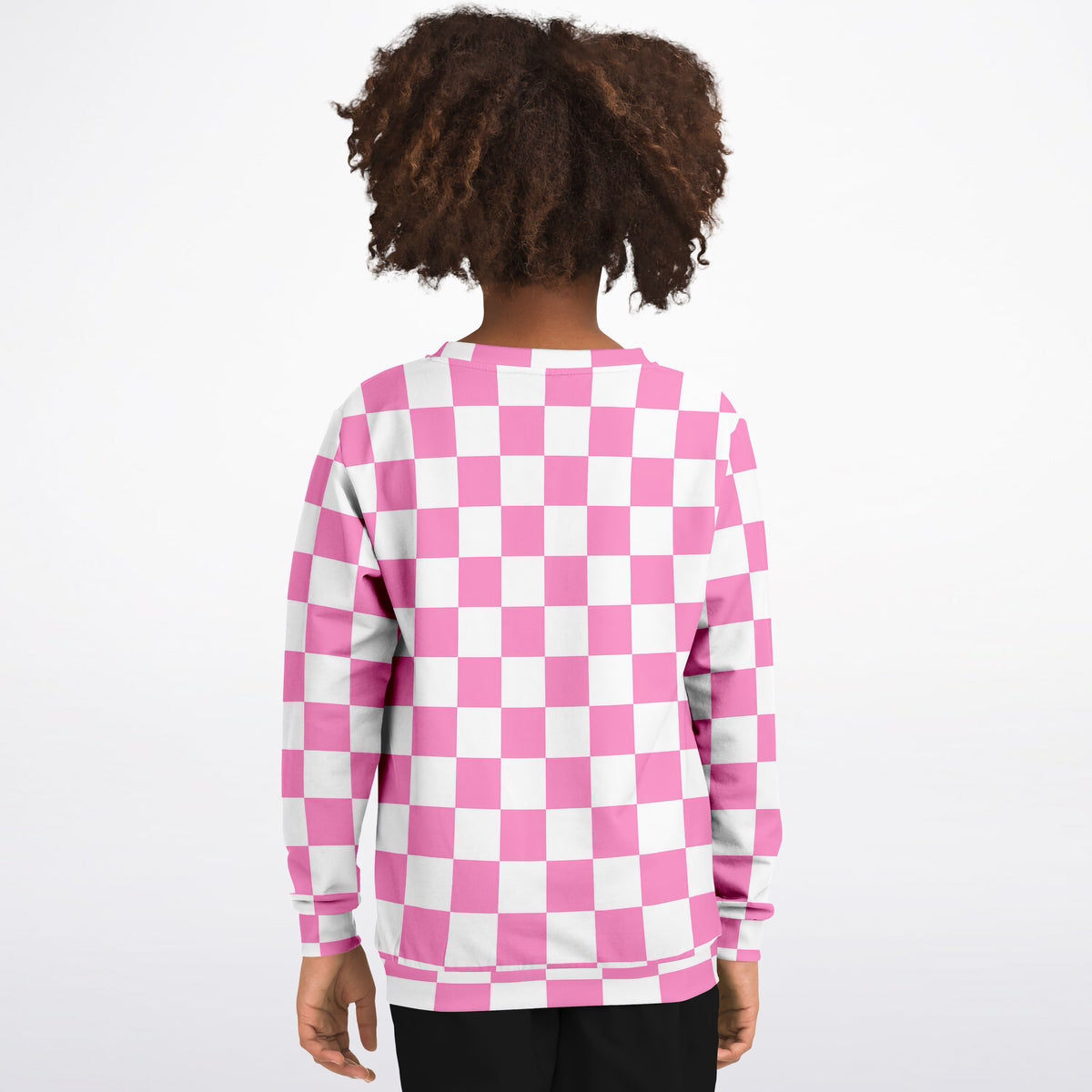 Girls Pink Checkered Sweatshirt – Ultra Soft & Stretchy, Cozy Fleece or Lightweight Sports Fabric Sweatshirt – Ultra Soft & Stretchy, Cozy Fleece or Lightweight Sports Fabric
