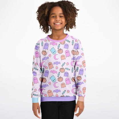 Girls Ghost Halloween Sweatshirt – Cozy Cotton Fleece or Lightweight Sports Fabric