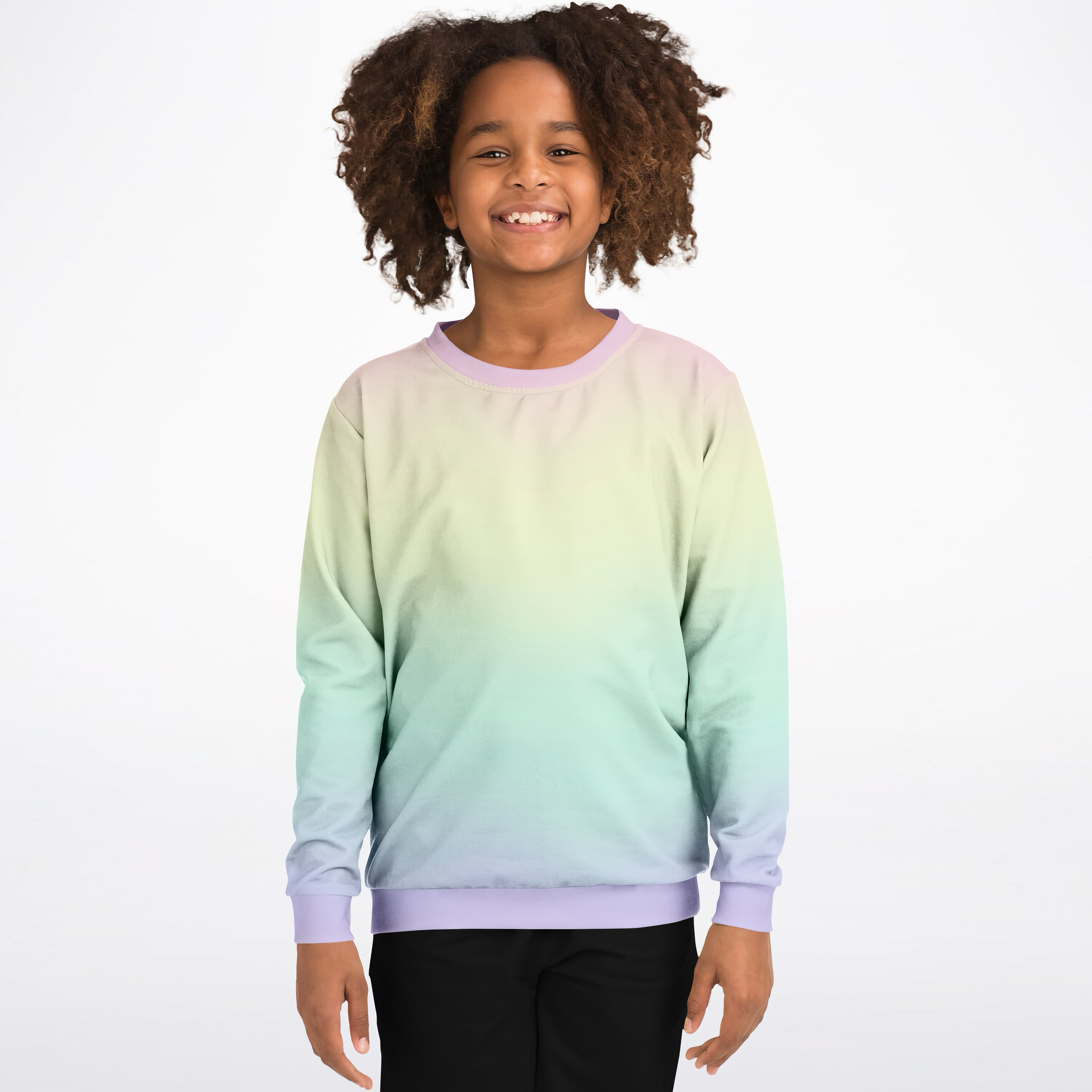 Girls Pastel Rainbow Sweatshirt – Cozy Cotton Fleece or Lightweight Sports Fabric