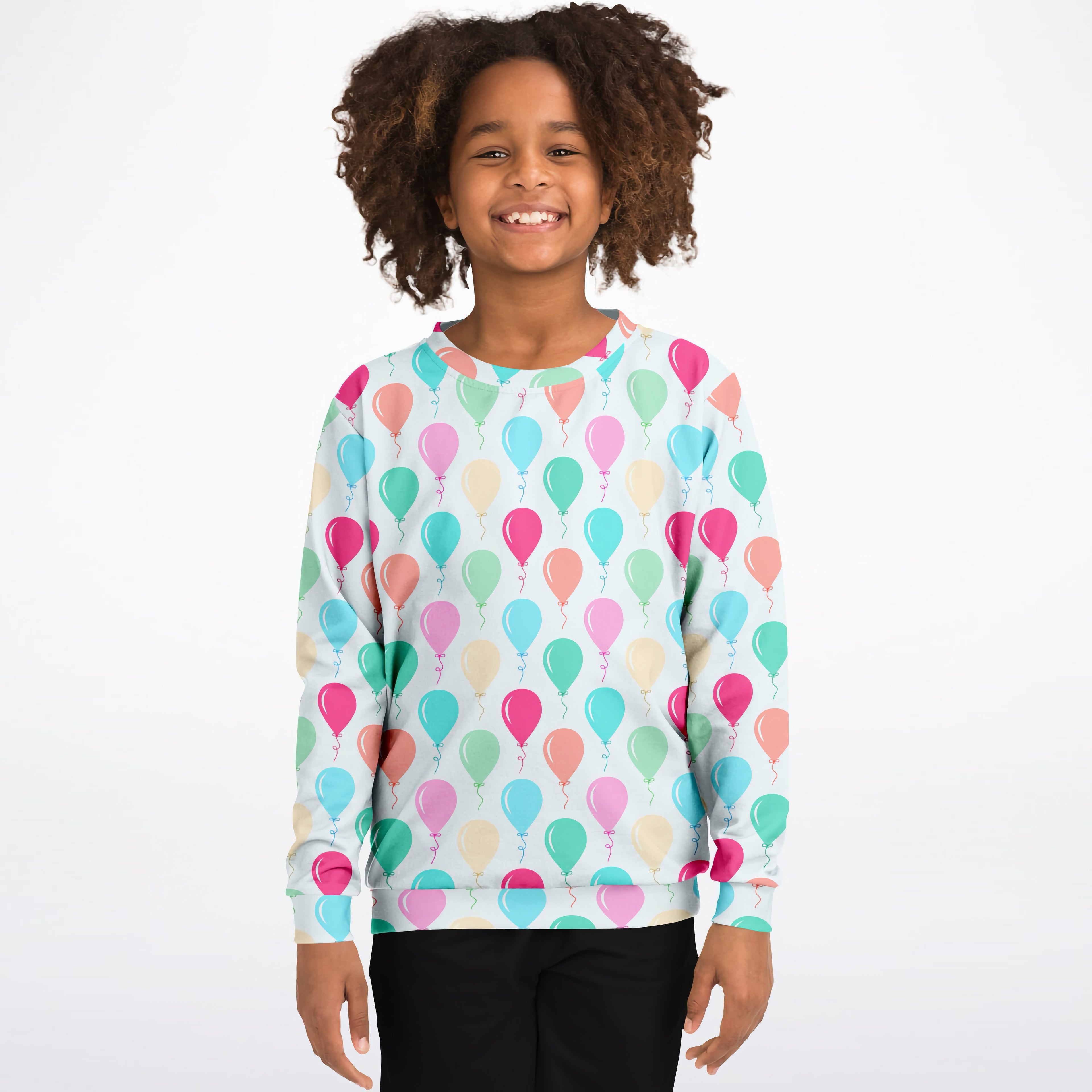 Kids Birthday Balloons Sweatshirt – Cozy Cotton Fleece or Lightweight Sports Fabric