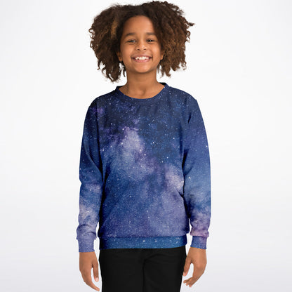 Kids Realistic Galaxy Sweatshirt – Cozy Cotton Fleece or Lightweight Sports Fabric