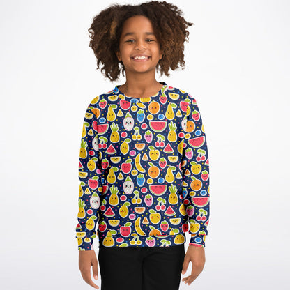Girls Emoji Fruit Sweatshirt – Cozy Cotton Fleece or Lightweight Sports Fabric
