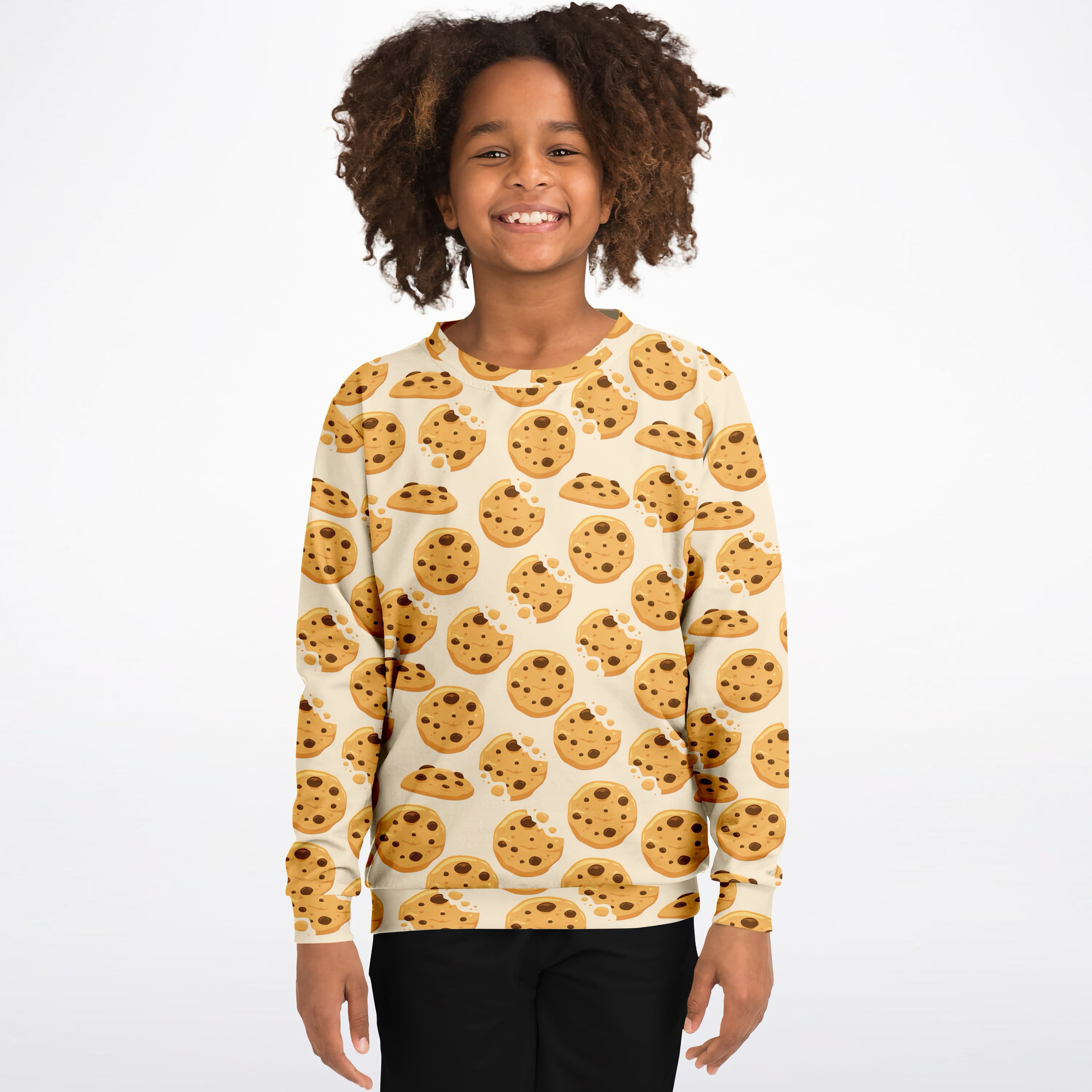 Kids Chocolate Chip Cookies Sweatshirt – Cozy Cotton Fleece or Lightweight Sports Fabric