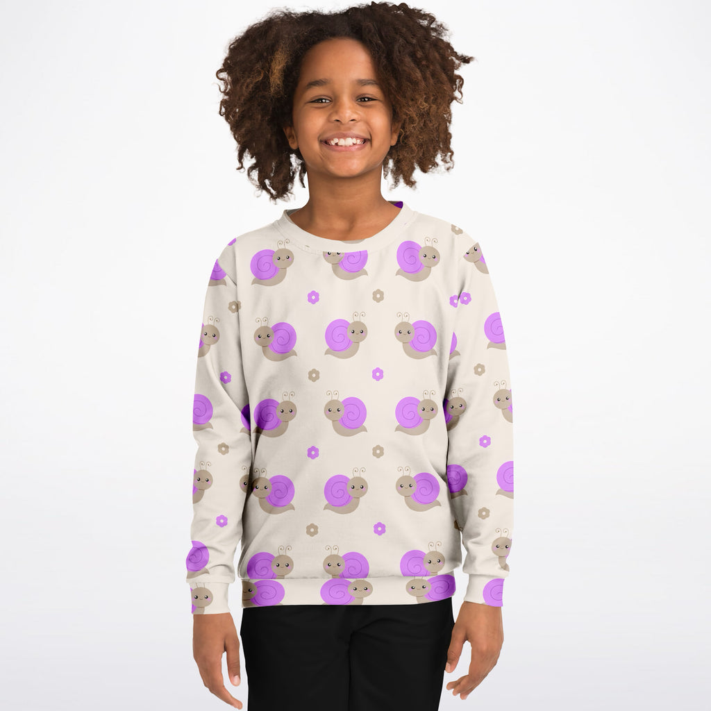 Girls Purple Snail Sweatshirt – Ultra Soft & Stretchy, Cozy Fleece or Lightweight Sports Fabric Sweatshirt – Ultra Soft & Stretchy, Cozy Fleece or Lightweight Sports Fabric