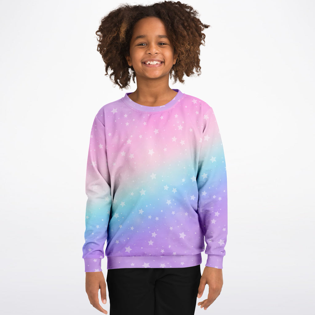 Girls Rainbow Stars Sweatshirt – Ultra Soft & Stretchy, Cozy Fleece or Lightweight Sports Fabric Sweatshirt – Ultra Soft & Stretchy, Cozy Fleece or Lightweight Sports Fabric