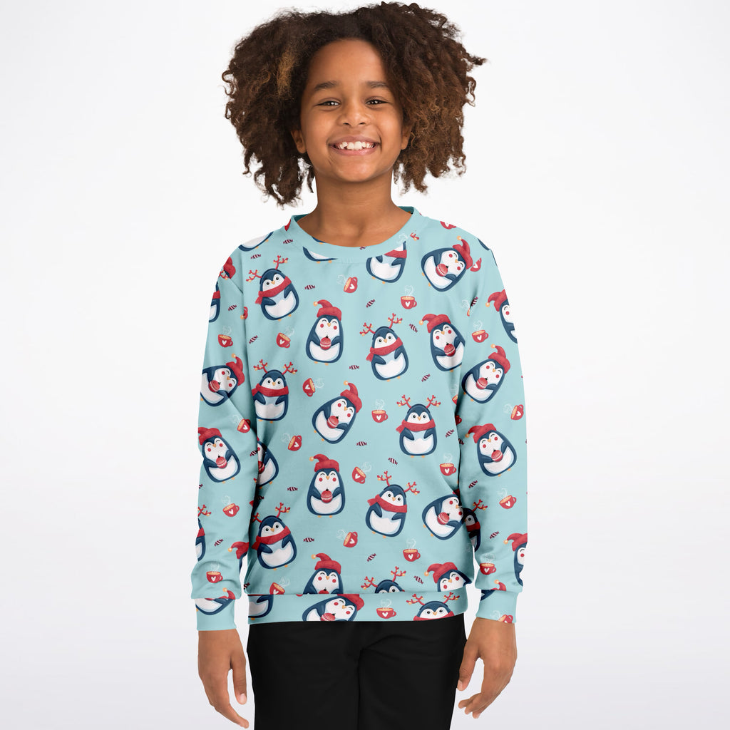 Kids Reindeer Penguin Sweatshirt – Ultra Soft & Stretchy, Cozy Fleece or Lightweight Sports Fabric Sweatshirt – Ultra Soft & Stretchy, Cozy Fleece or Lightweight Sports Fabric