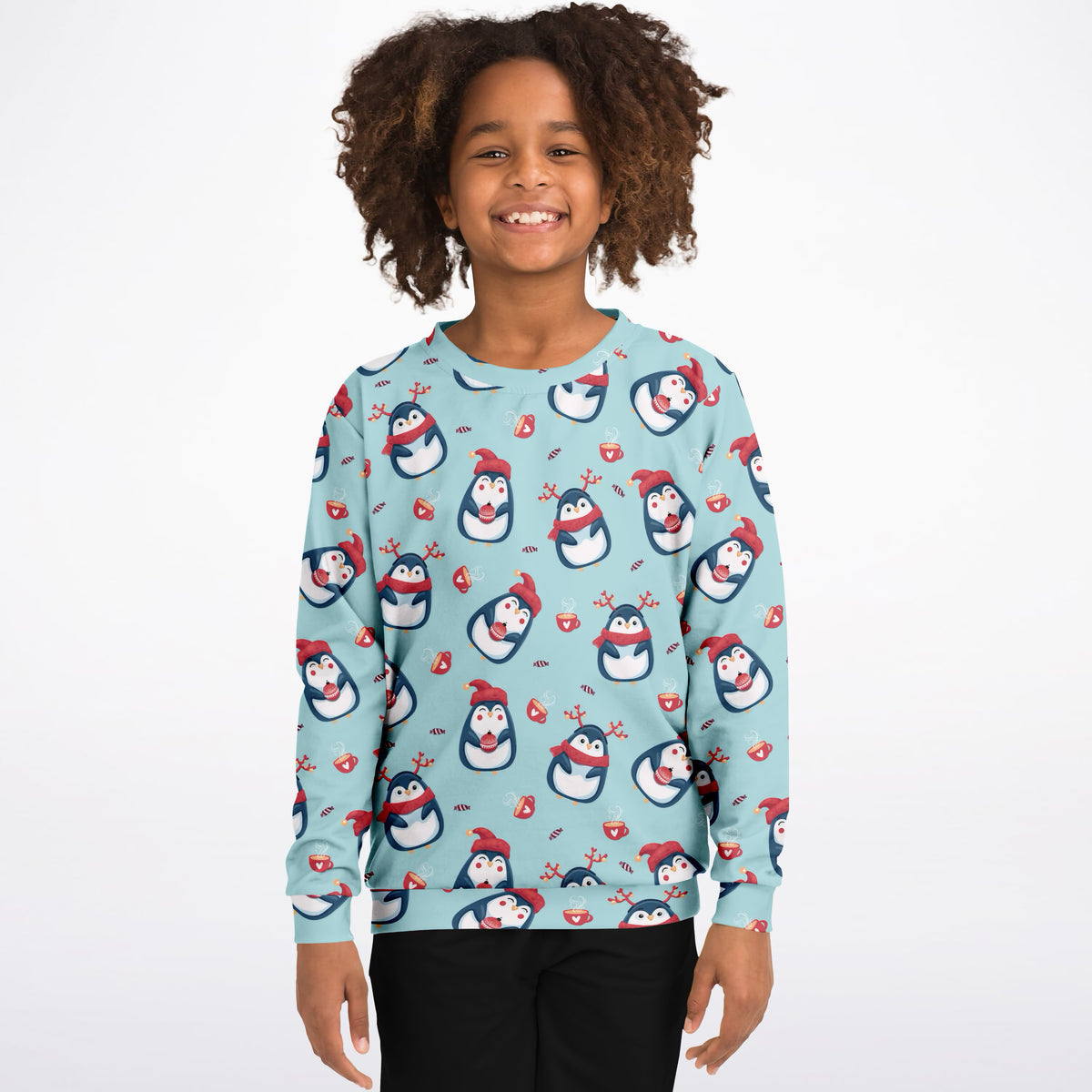Kids Reindeer Penguin Sweatshirt – Ultra Soft & Stretchy, Cozy Fleece or Lightweight Sports Fabric Sweatshirt – Ultra Soft & Stretchy, Cozy Fleece or Lightweight Sports Fabric