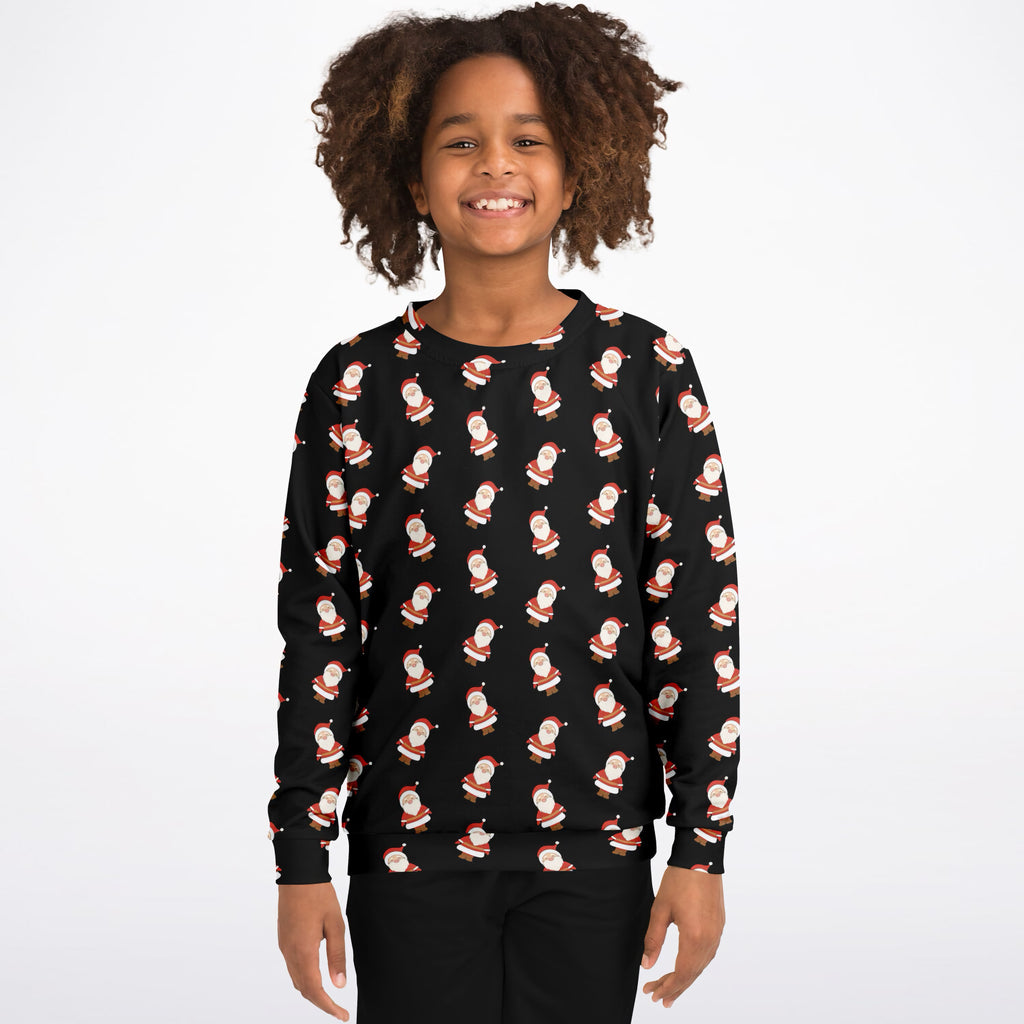 Kids Santa Claus Christmas Sweatshirt – Ultra Soft & Stretchy, Cozy Fleece or Lightweight Sports Fabric Sweatshirt – Ultra Soft & Stretchy, Cozy Fleece or Lightweight Sports Fabric