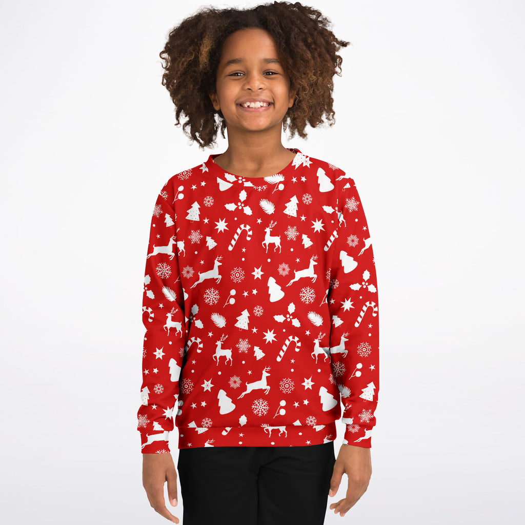 Kids Red Christmas Sweatshirt – Ultra Soft & Stretchy, Cozy Fleece or Lightweight Sports Fabric Sweatshirt – Ultra Soft & Stretchy, Cozy Fleece or Lightweight Sports Fabric