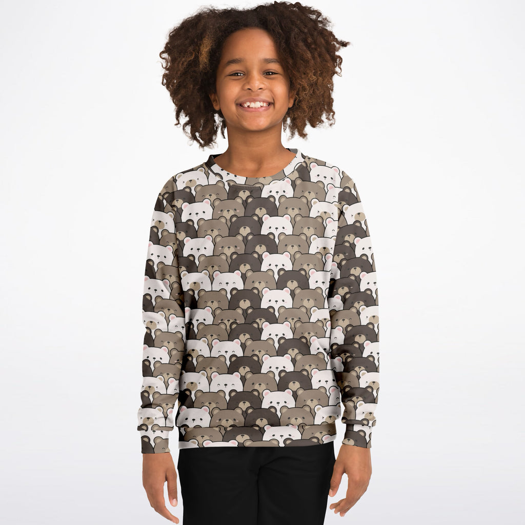 Kids Bear Face Sweatshirt – Ultra Soft & Stretchy, Cozy Fleece or Lightweight Sports Fabric Sweatshirt – Ultra Soft & Stretchy, Cozy Fleece or Lightweight Sports Fabric