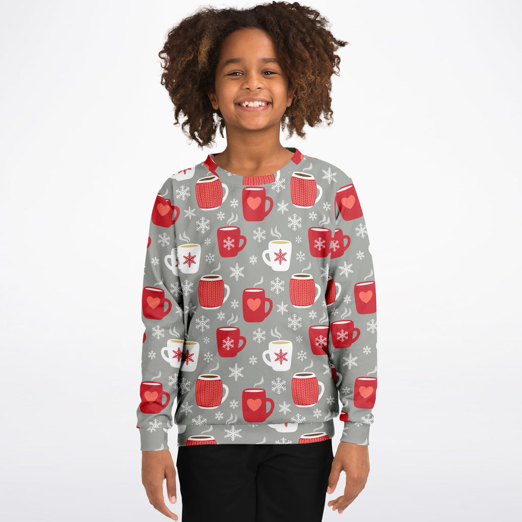Kids Christmas Hot Cocoa Sweatshirt – Ultra Soft & Stretchy, Cozy Fleece or Lightweight Sports Fabric Sweatshirt – Ultra Soft & Stretchy, Cozy Fleece or Lightweight Sports Fabric