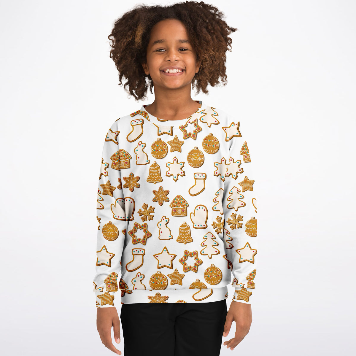 Kids Christmas Gingerbread Cookie Sweatshirt – Ultra Soft & Stretchy, Cozy Fleece or Lightweight Sports Fabric Sweatshirt – Ultra Soft & Stretchy, Cozy Fleece or Lightweight Sports Fabric