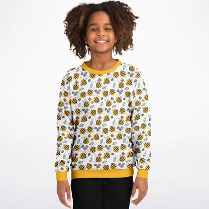 Kids Bumble Bee Sweatshirt – Cozy Cotton Fleece or Lightweight Sports Fabric