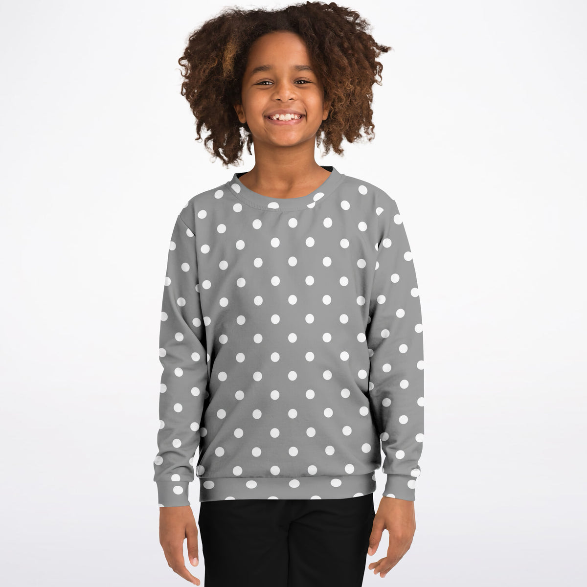 Kids Gray Polka Dot Sweatshirt – Ultra Soft & Stretchy, Cozy Fleece or Lightweight Sports Fabric Sweatshirt – Ultra Soft & Stretchy, Cozy Fleece or Lightweight Sports Fabric