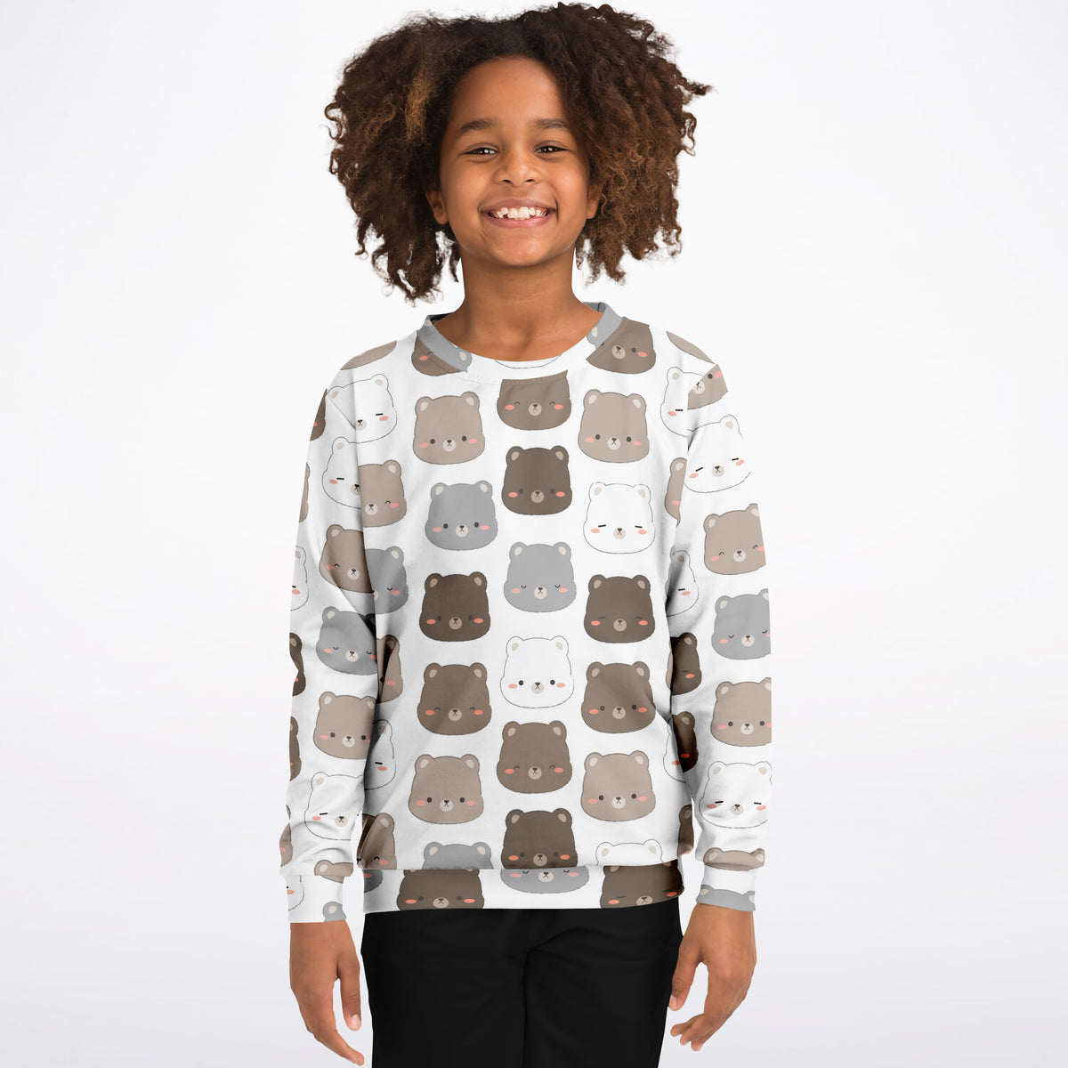 Kids Cute Bear Face Sweatshirt – Ultra Soft & Stretchy, Cozy Fleece or Lightweight Sports Fabric Sweatshirt – Ultra Soft & Stretchy, Cozy Fleece or Lightweight Sports Fabric