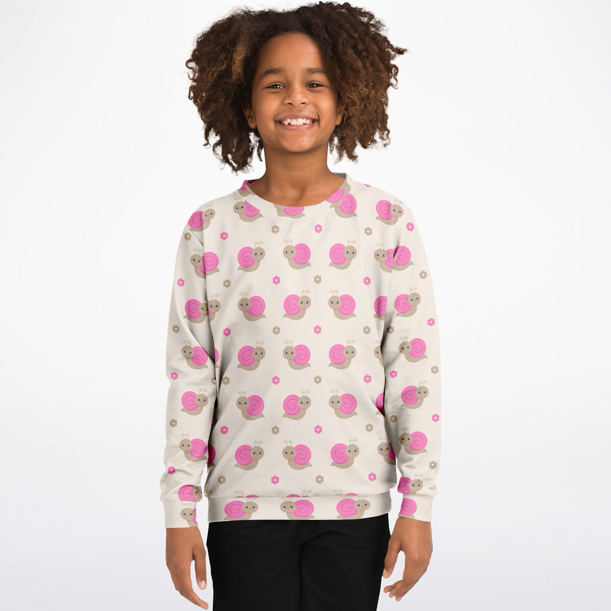 Girls Pink Snail Sweatshirt – Ultra Soft & Stretchy, Cozy Fleece or Lightweight Sports Fabric Sweatshirt – Ultra Soft & Stretchy, Cozy Fleece or Lightweight Sports Fabric