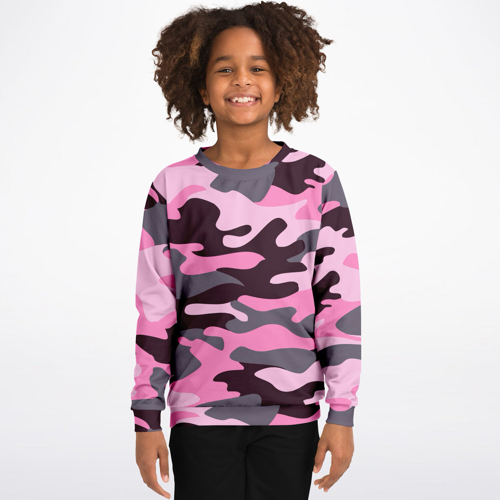 Girls Pink Camouflage Sweatshirt – Ultra Soft & Stretchy, Cozy Fleece or Lightweight Sports Fabric Sweatshirt – Ultra Soft & Stretchy, Cozy Fleece or Lightweight Sports Fabric