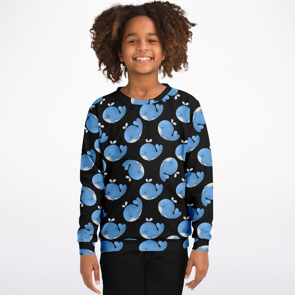 Kids Blue Whale Sweatshirt – Ultra Soft & Stretchy, Cozy Fleece or Lightweight Sports Fabric Sweatshirt – Ultra Soft & Stretchy, Cozy Fleece or Lightweight Sports Fabric