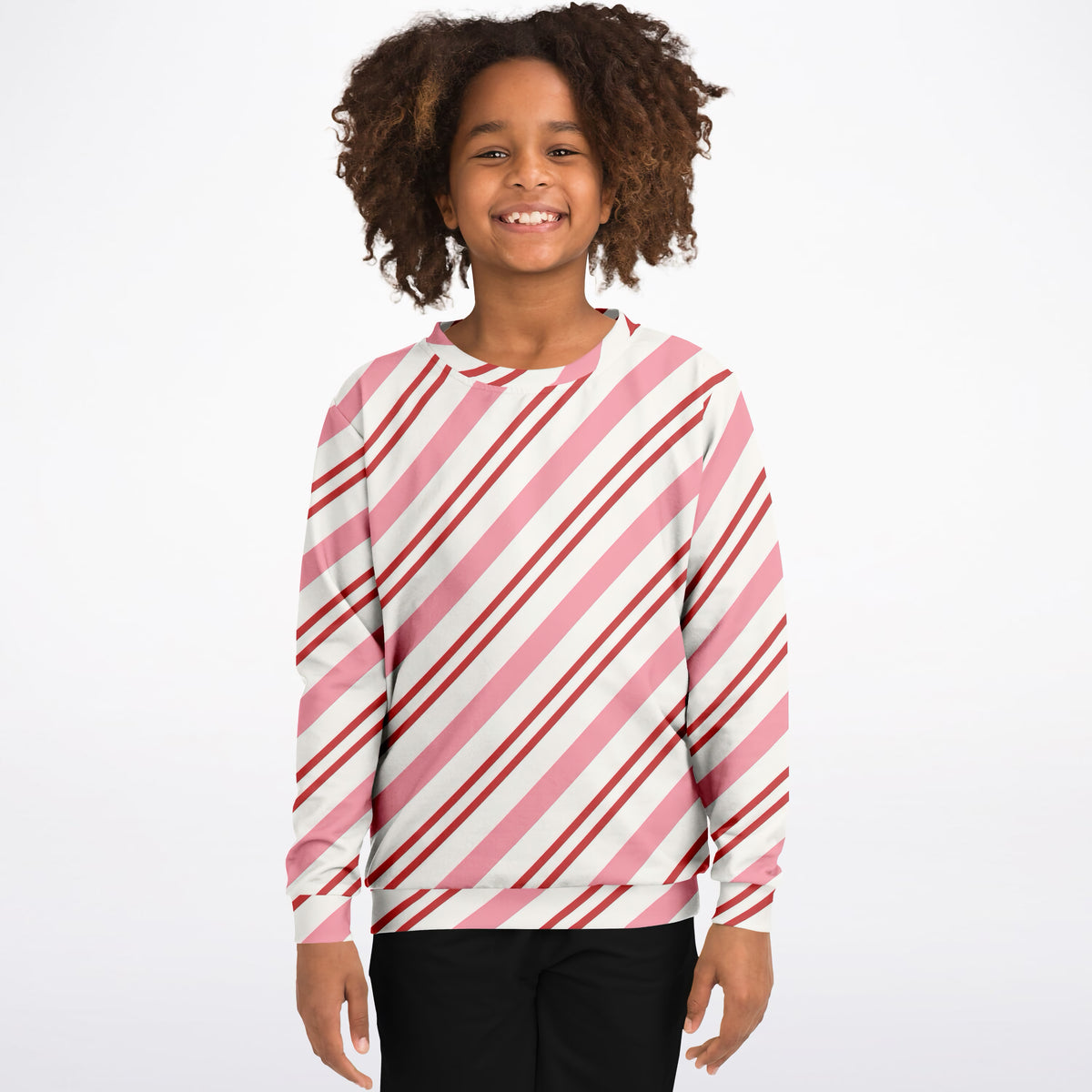 Girls Pink Candy Cane Sweatshirt – Ultra Soft & Stretchy, Cozy Fleece or Lightweight Sports Fabric Sweatshirt – Ultra Soft & Stretchy, Cozy Fleece or Lightweight Sports Fabric