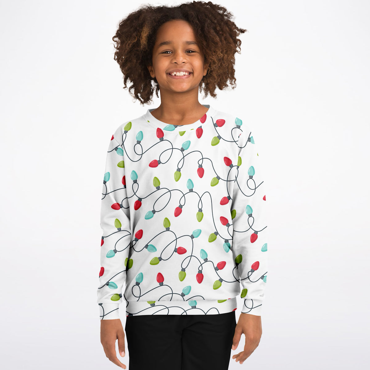 Kids Christmas Lights Sweatshirt – Ultra Soft & Stretchy, Cozy Fleece or Lightweight Sports Fabric Sweatshirt – Ultra Soft & Stretchy, Cozy Fleece or Lightweight Sports Fabric