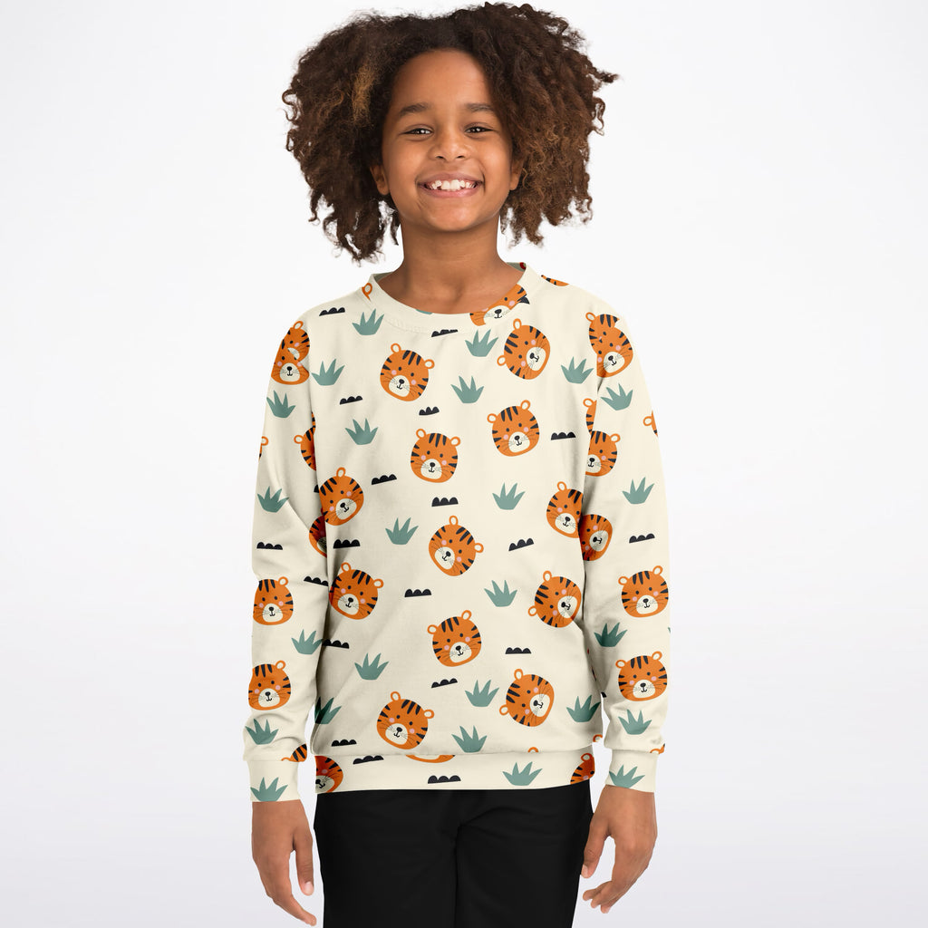 Kids Tiger Face Sweatshirt – Ultra Soft & Stretchy, Cozy Fleece or Lightweight Sports Fabric Sweatshirt – Ultra Soft & Stretchy, Cozy Fleece or Lightweight Sports Fabric