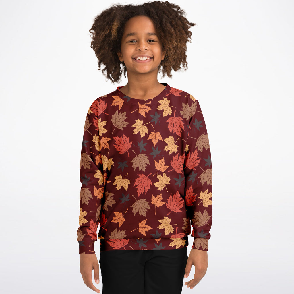 Kids Autumn Leaves Sweatshirt – Ultra Soft & Stretchy, Cozy Fleece or Lightweight Sports Fabric Sweatshirt – Ultra Soft & Stretchy, Cozy Fleece or Lightweight Sports Fabric