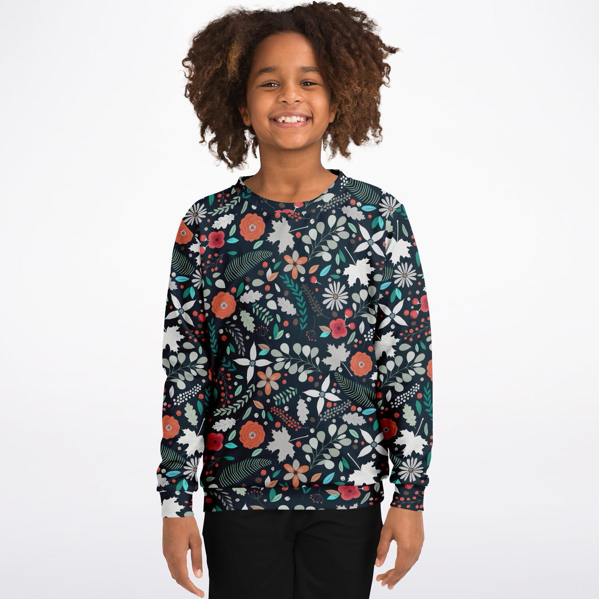 Girls Dark Floral Sweatshirt – Ultra Soft & Stretchy, Cozy Fleece or Lightweight Sports Fabric Sweatshirt – Ultra Soft & Stretchy, Cozy Fleece or Lightweight Sports Fabric