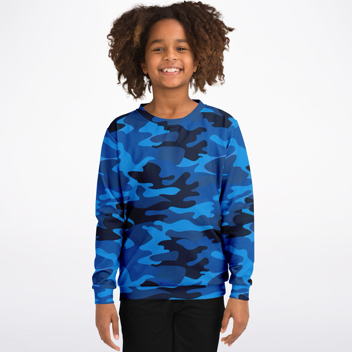 Kids Blue Camouflage Sweatshirt – Ultra Soft & Stretchy, Cozy Fleece or Lightweight Sports Fabric Sweatshirt – Ultra Soft & Stretchy, Cozy Fleece or Lightweight Sports Fabric
