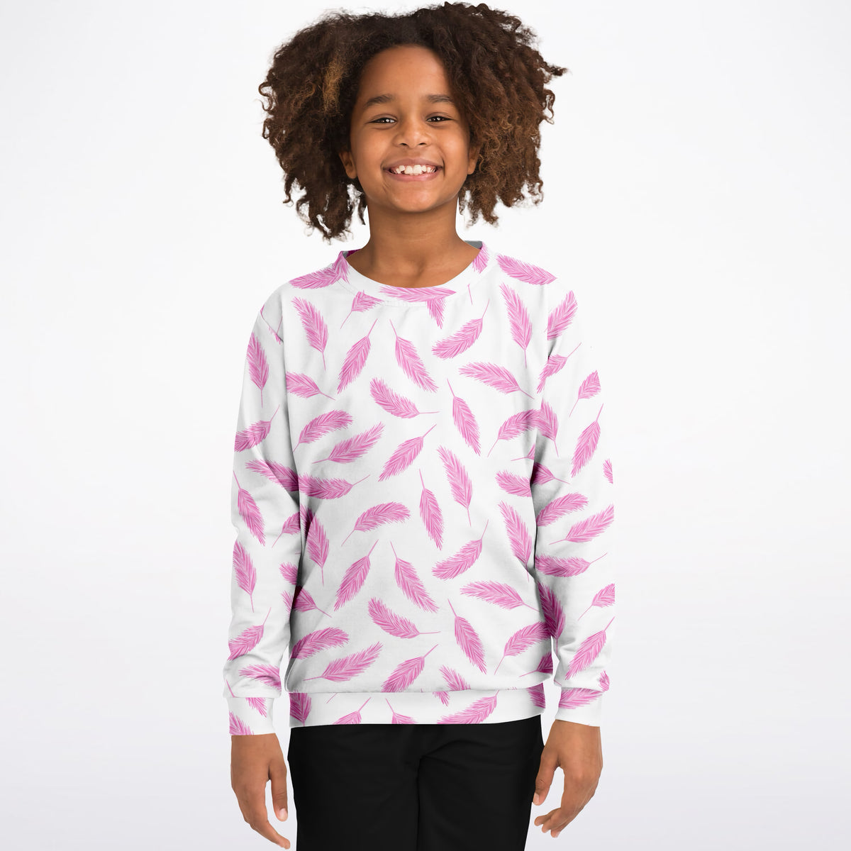 Girls Pink Flamingo Feather Sweatshirt – Ultra Soft & Stretchy, Cozy Fleece or Lightweight Sports Fabric Sweatshirt – Ultra Soft & Stretchy, Cozy Fleece or Lightweight Sports Fabric