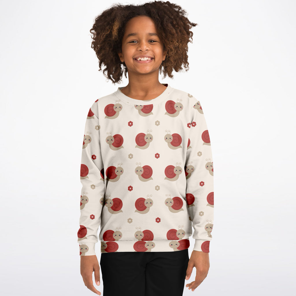 Kids Red Snail Sweatshirt – Ultra Soft & Stretchy, Cozy Fleece or Lightweight Sports Fabric Sweatshirt – Ultra Soft & Stretchy, Cozy Fleece or Lightweight Sports Fabric
