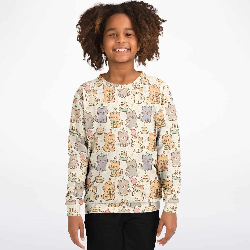 Kids Kitten Birthday Sweatshirt – Ultra Soft & Stretchy, Cozy Fleece or Lightweight Sports Fabric Sweatshirt – Ultra Soft & Stretchy, Cozy Fleece or Lightweight Sports Fabric